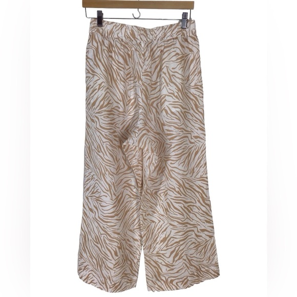 Cynthia Rowley Animal Print Linen Pull On Pants Elastic Waist Pockets Size Med - Picture 2 of 4